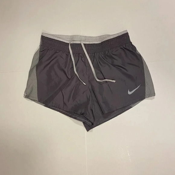 Nike Dri FIT Tempo Running Shorts Grey and White with Built-in Lining Polyester - Picture 2 of 9
